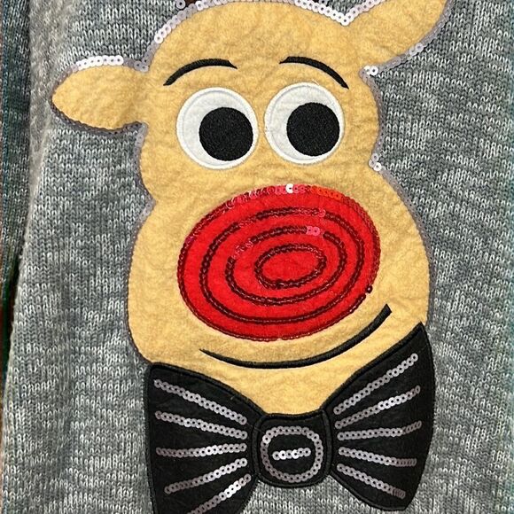 Holiday Time Sequin Red Nose Reindeer Sweater - Size 1X - Picture 5 of 10